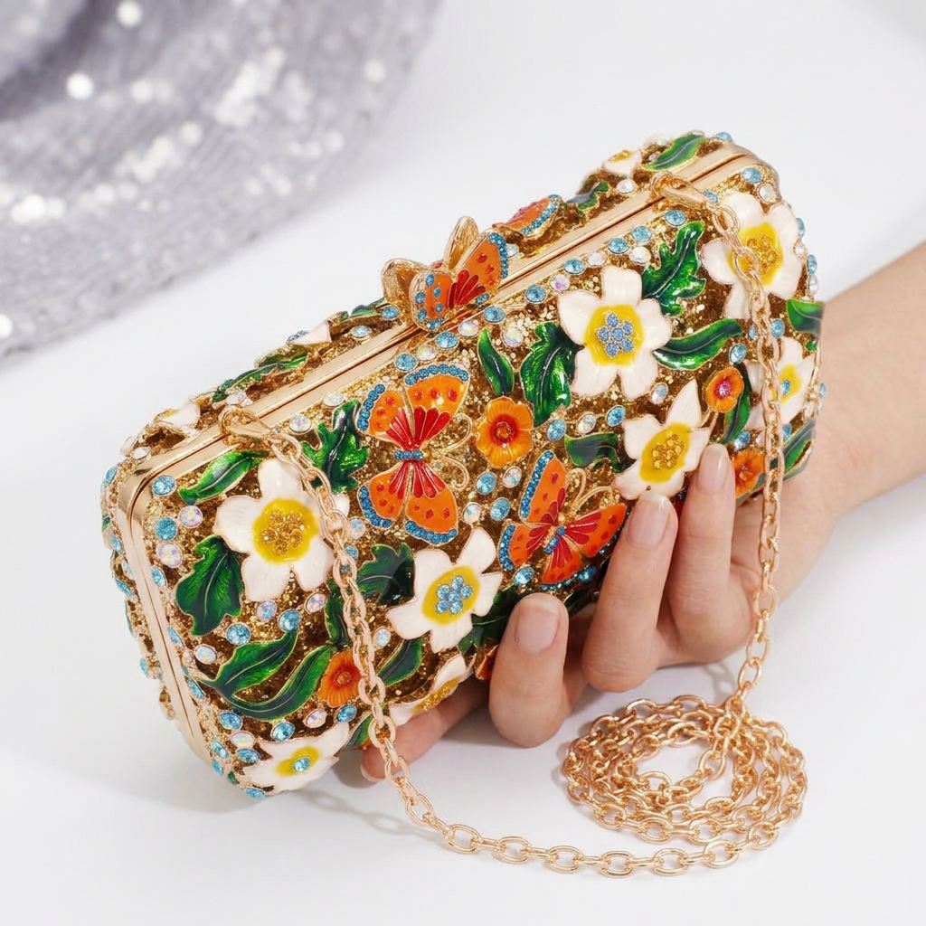 Butterfly Garden Crystal Clutch  - By Qivii