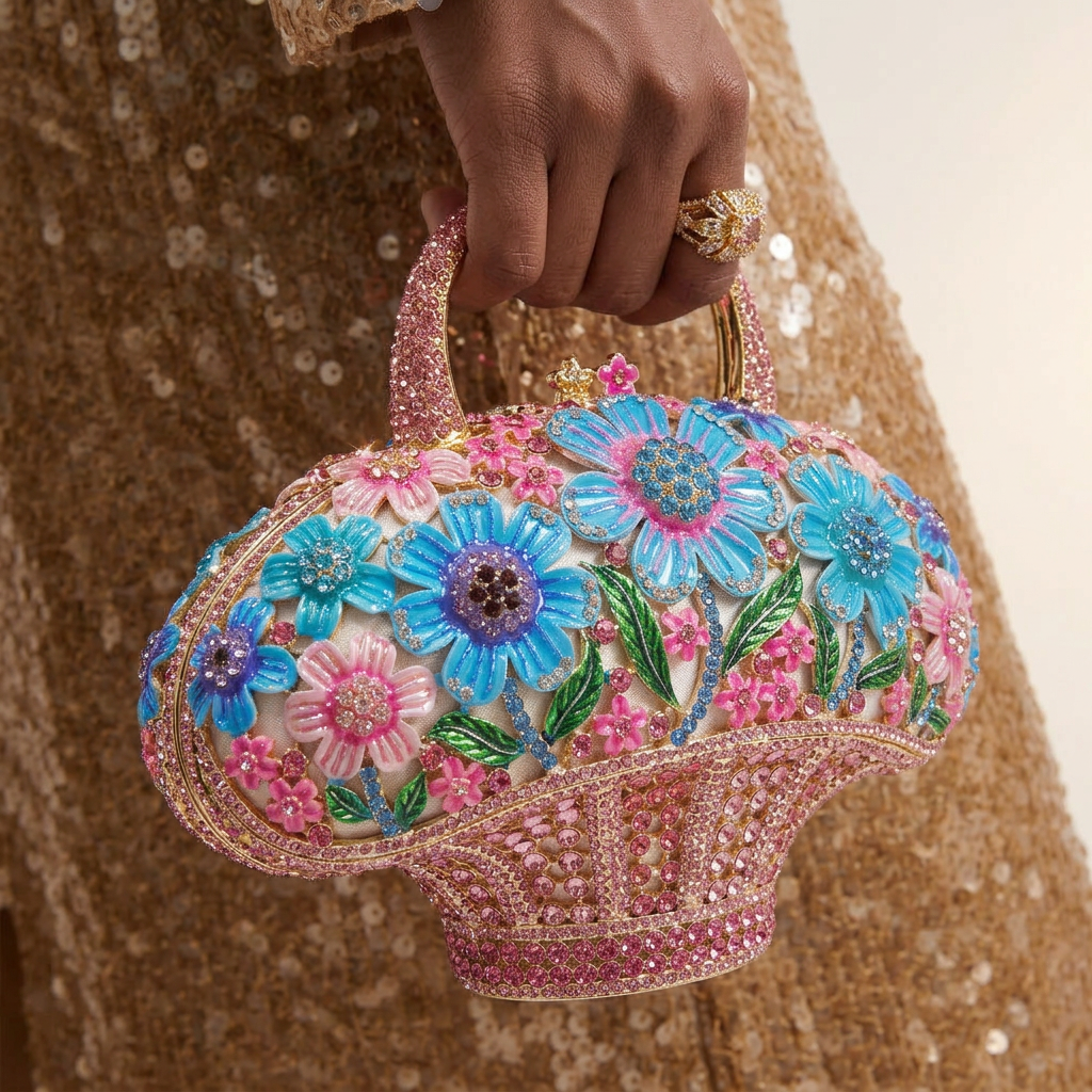 Bluebell Basket Crystal Bag  - By Qivii