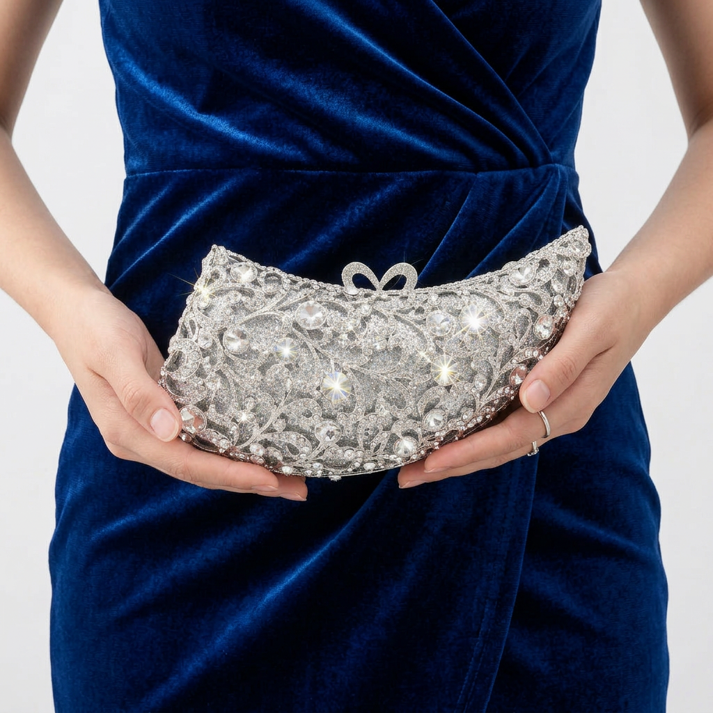Moonbeam Crescent Crystal Clutch  - By Qivii