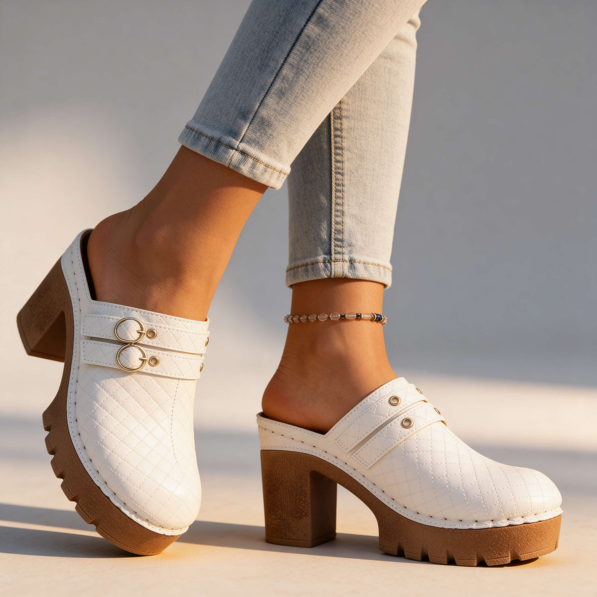 Jeannie Twin Strap Heels  - By Qivii