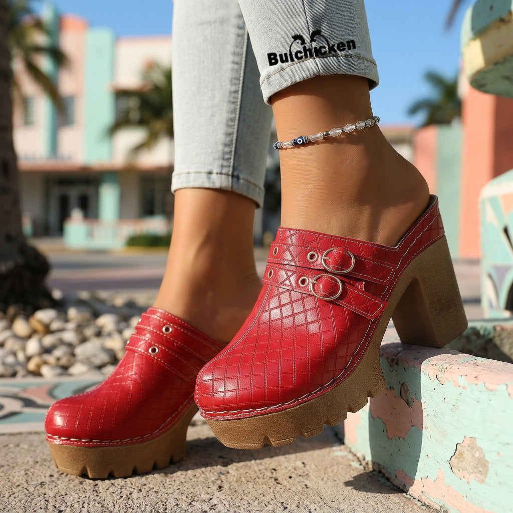 Jeannie Twin Strap Heels  - By Qivii