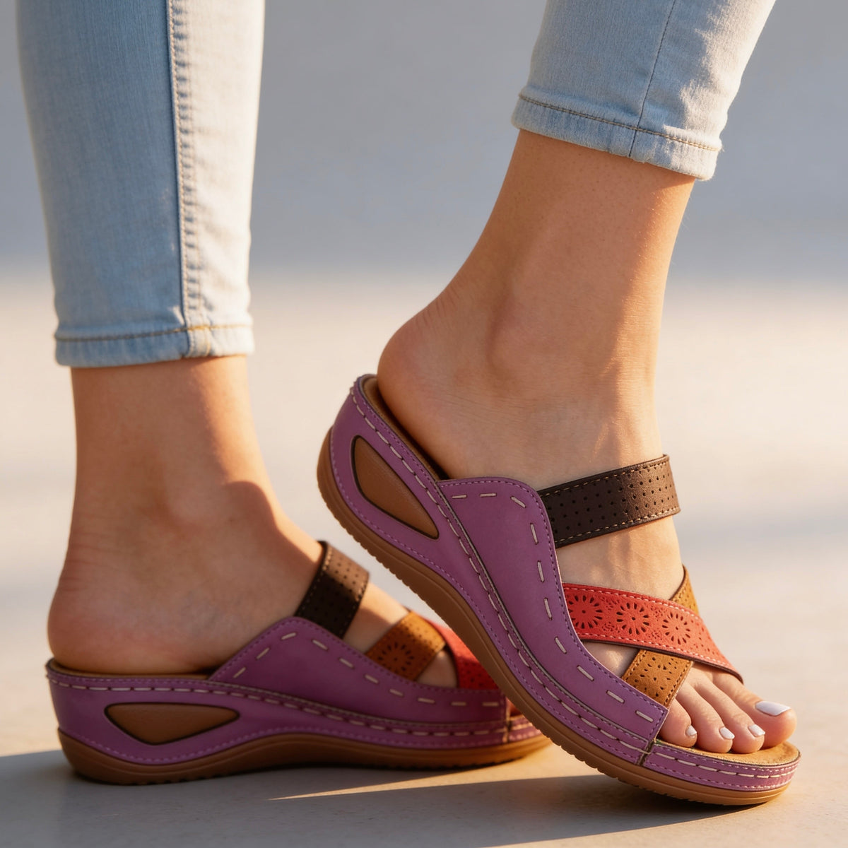 Annabel Floral Orthopedic Slides  - By Qivii