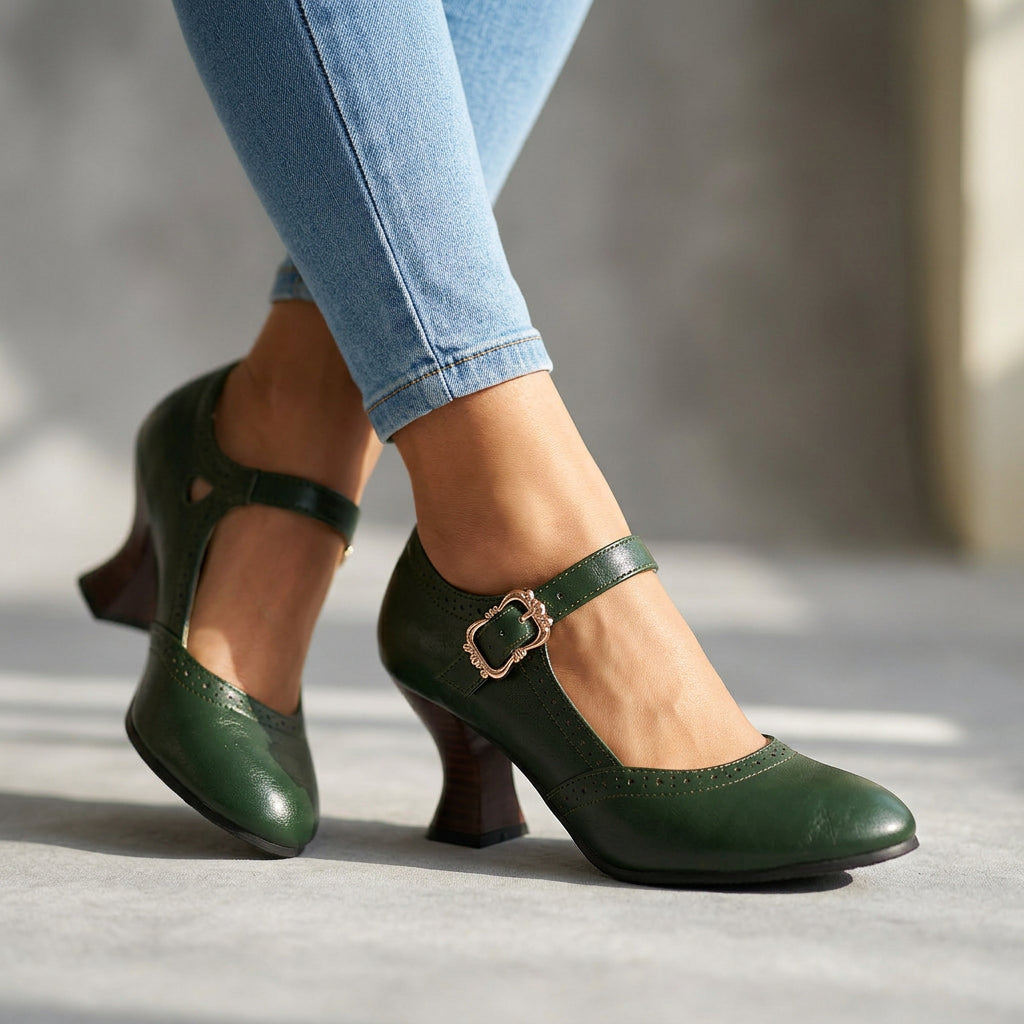 Leonia Brogue Buckle Loafers  - By Qivii