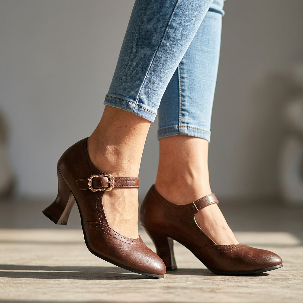 Leonia Brogue Buckle Loafers  - By Qivii