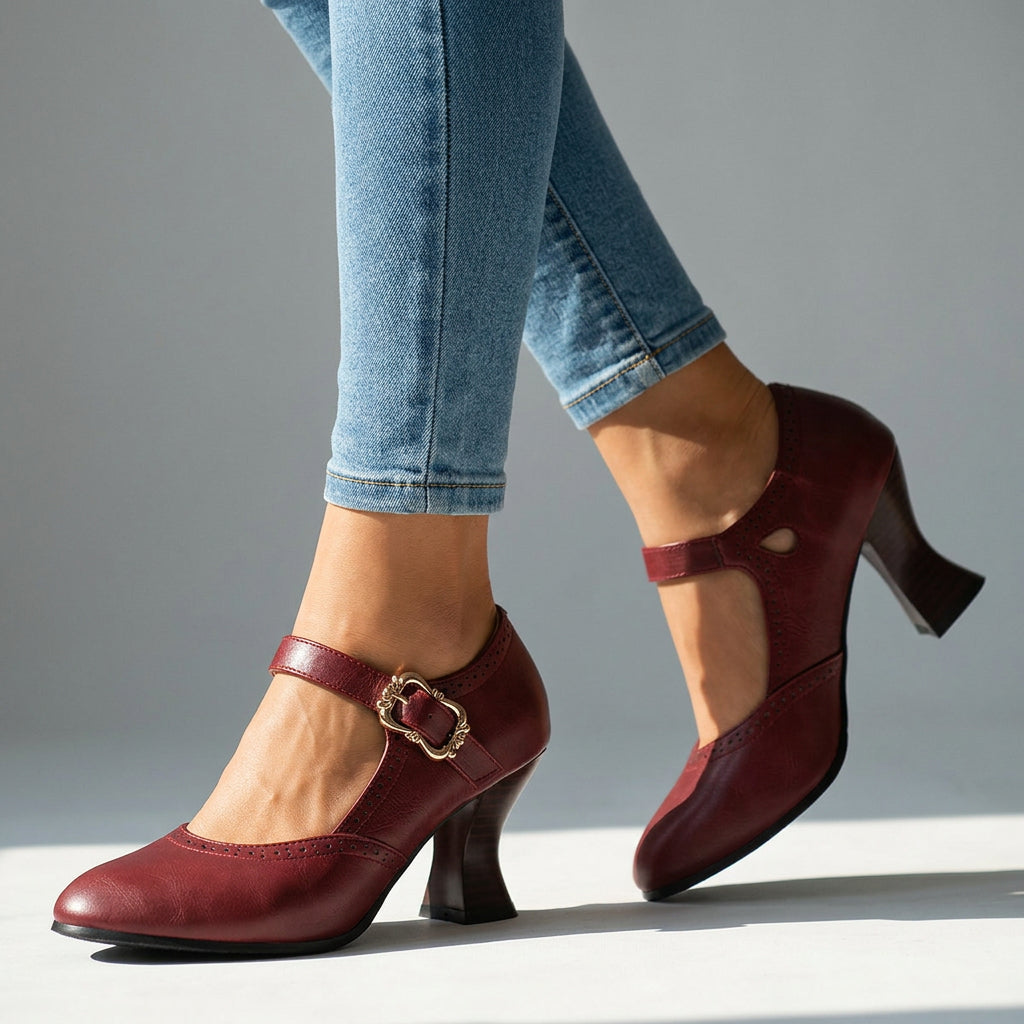 Leonia Brogue Buckle Loafers  - By Qivii