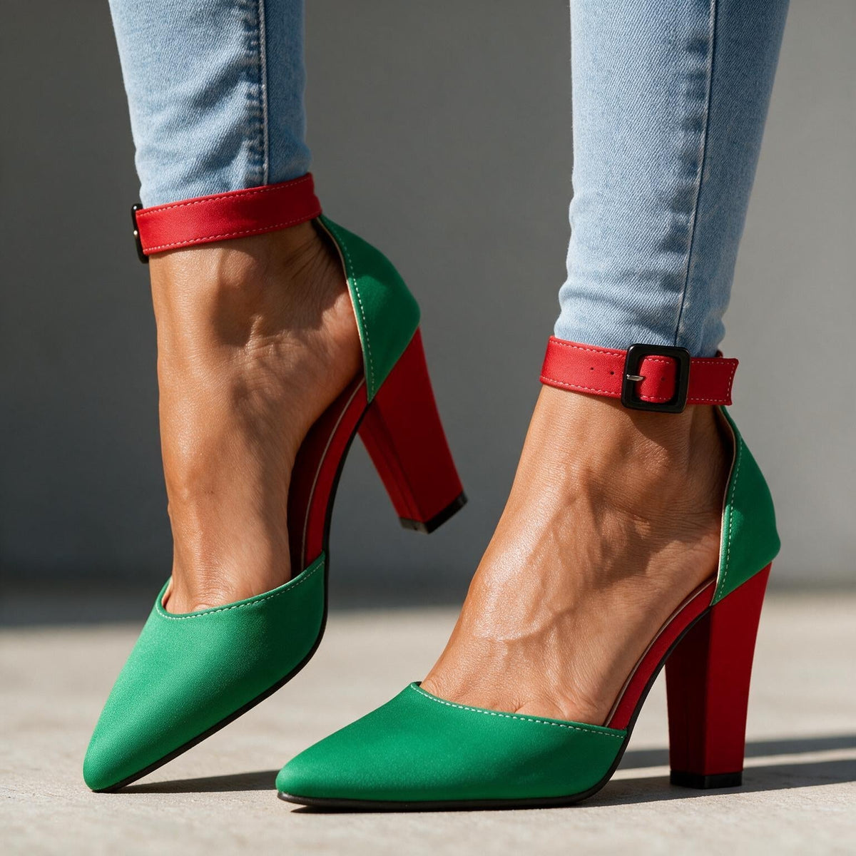 Roxanne Retro Buckle Heels  - By Qivii