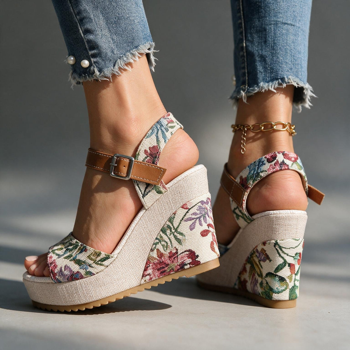 Daisy Buckle Platform Heels  - By Qivii