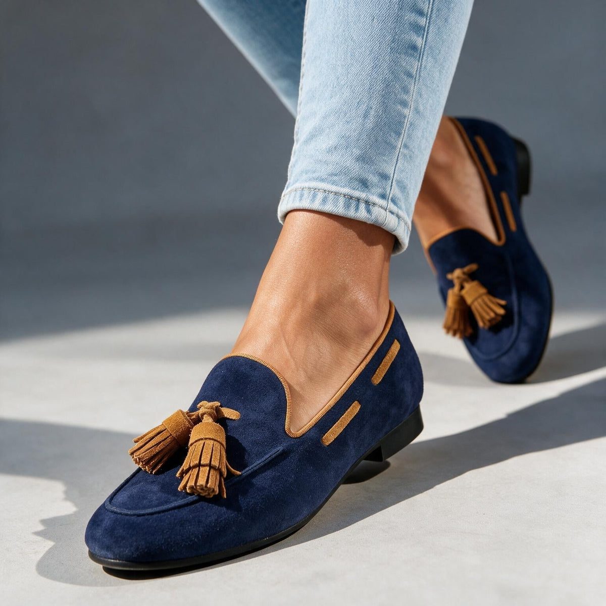 Luciana Suede Tassel Loafers  - By Qivii