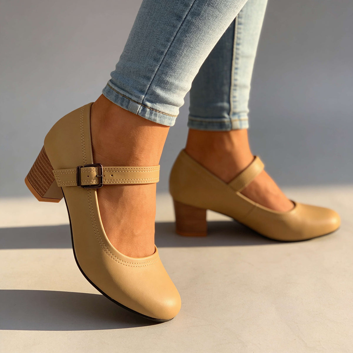 Bella Buckle Strap Pumps  - By Qivii