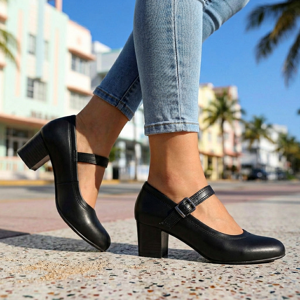 Bella Buckle Strap Pumps  - By Qivii