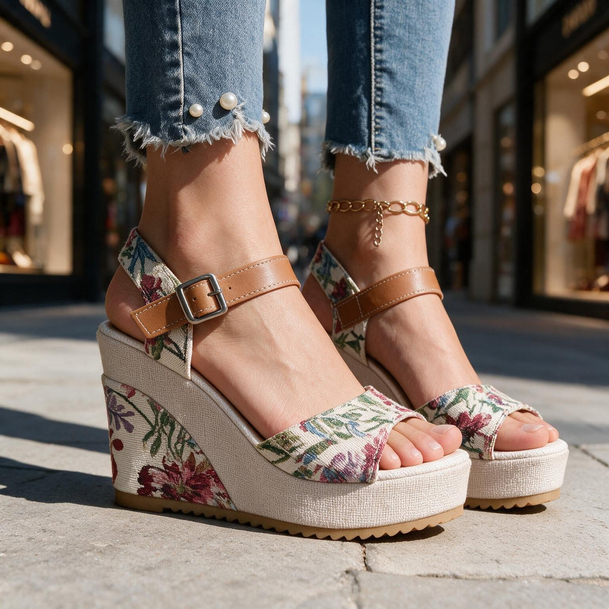 Daisy Buckle Platform Heels  - By Qivii