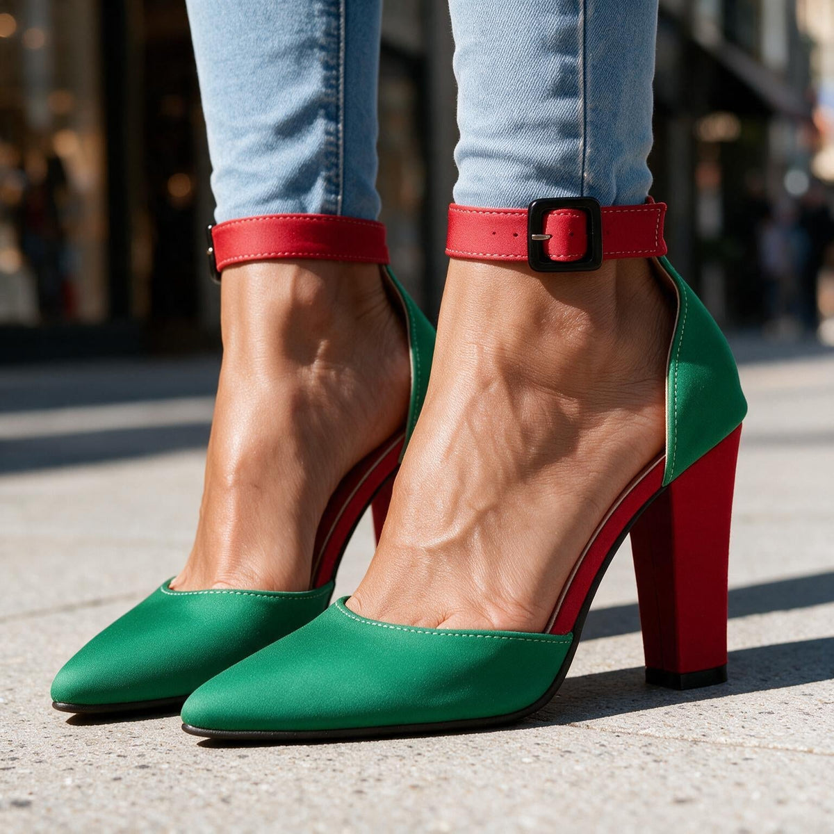 Roxanne Retro Buckle Heels  - By Qivii