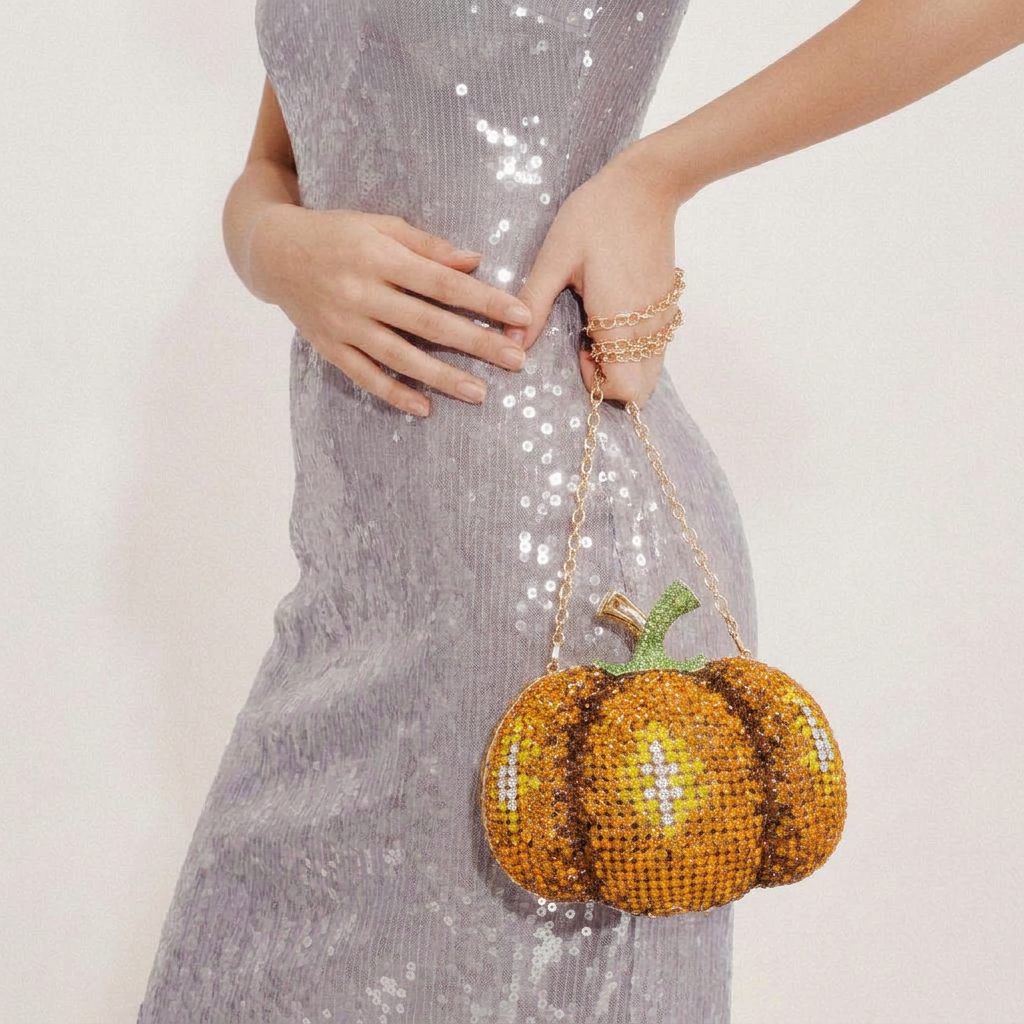 Pumpkin Crystal Clutch  - By Qivii