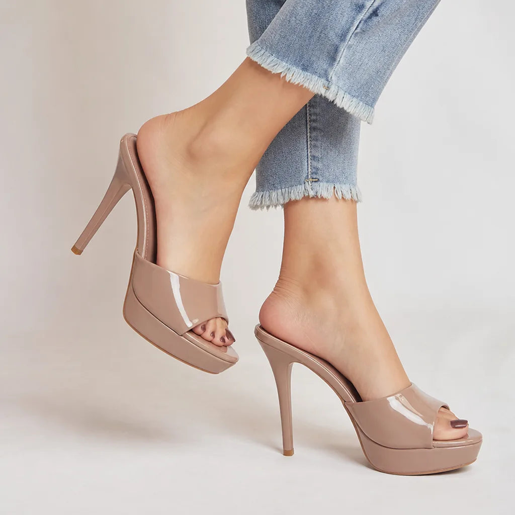 Martha Platform Mule Heels  - By Qivii