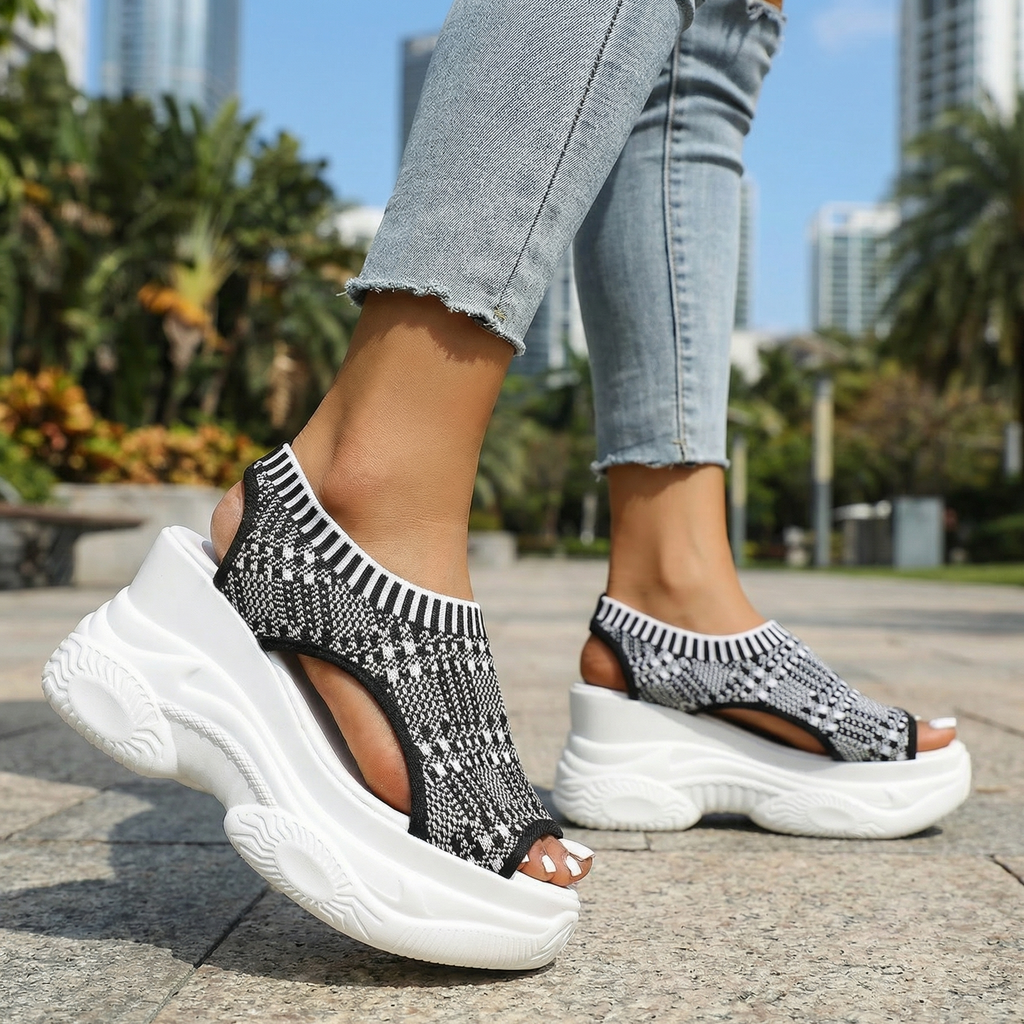 Zaina Bloom Wedge Sandals  - By Qivii