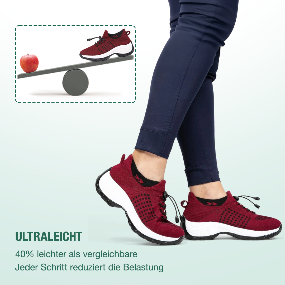 Ambulo Orthopädische Schuhe Strickstoff - Schwarz Rot  - By Qivii