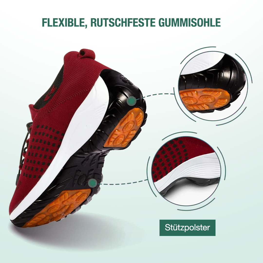 Ambulo Orthopädische Schuhe Strickstoff - Schwarz Rot  - By Qivii
