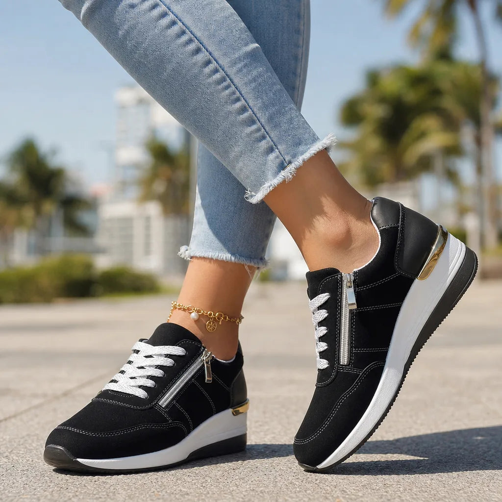 Petra Wedge Zip Sneakers  - By Qivii