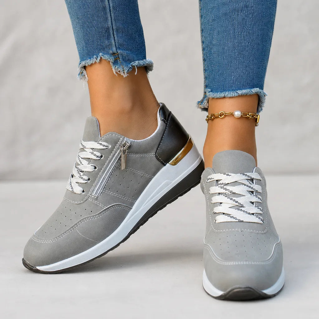 Petra Wedge Zip Sneakers  - By Qivii