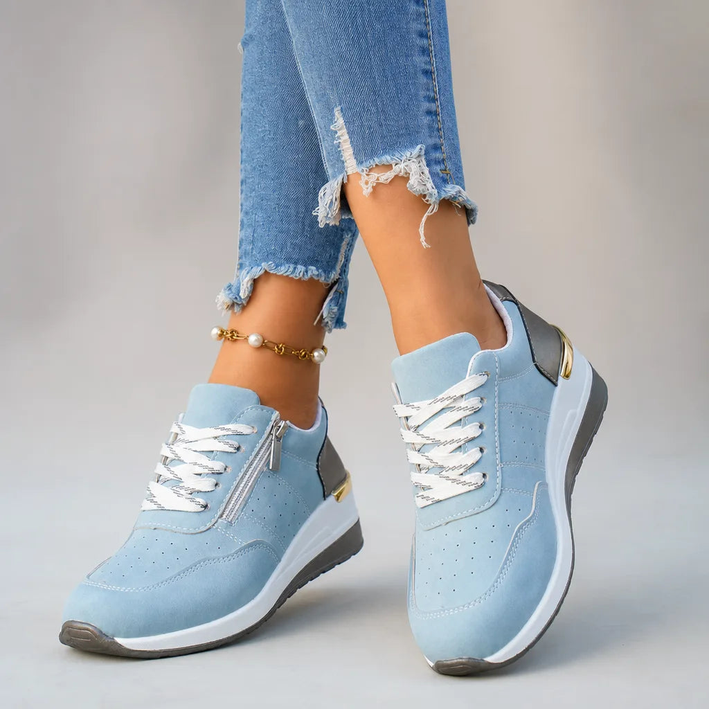 Petra Wedge Zip Sneakers  - By Qivii