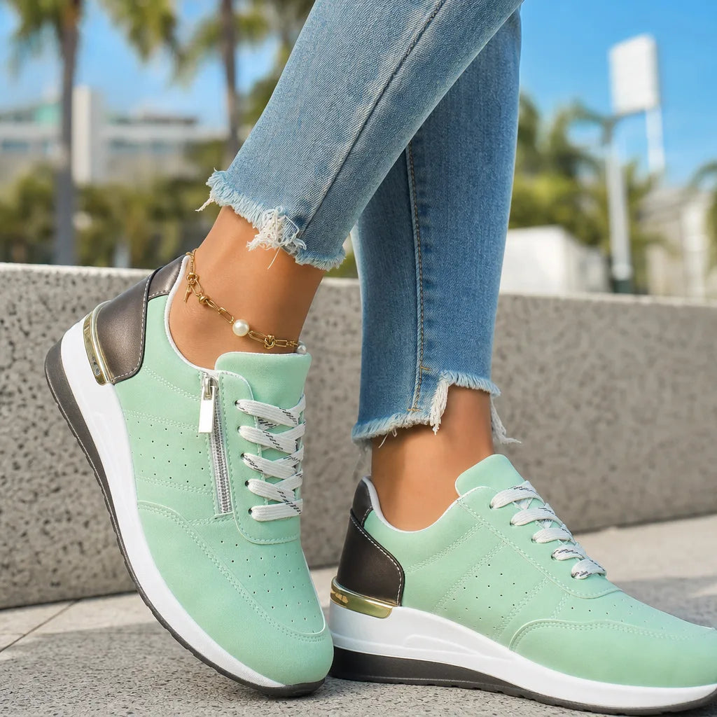 Petra Wedge Zip Sneakers  - By Qivii