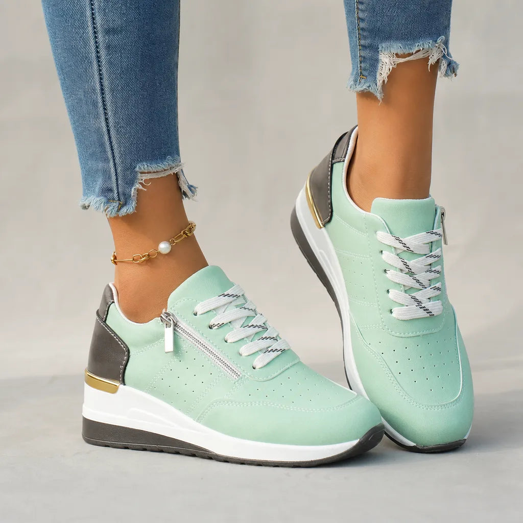 Petra Wedge Zip Sneakers  - By Qivii