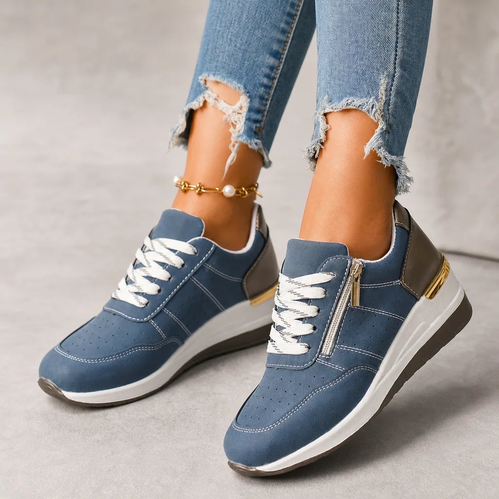 Petra Wedge Zip Sneakers  - By Qivii