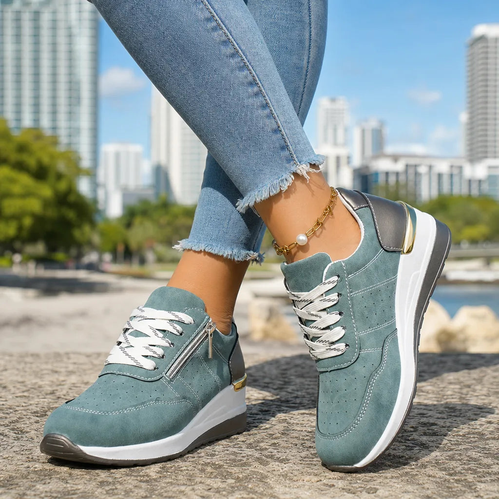 Petra Wedge Zip Sneakers  - By Qivii