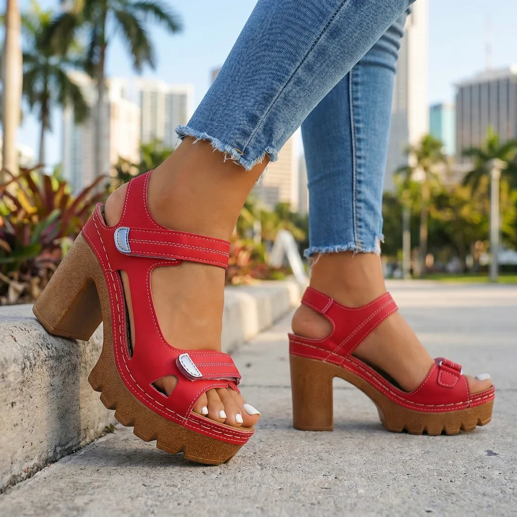 Rhonda Platform Strap Sandals  - By Qivii