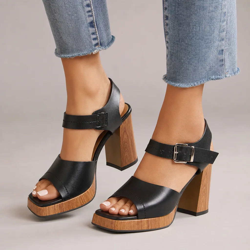 Seraphina Square Toe Platform Sandals  - By Qivii