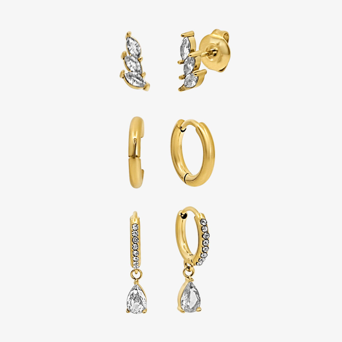 Sweet Sparkle Earrings 3-Pieces Set | By Qivii
