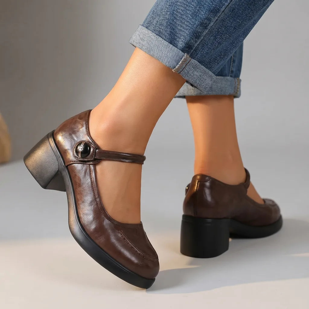 Stacey Chunky Heel Mary Janes  - By Qivii