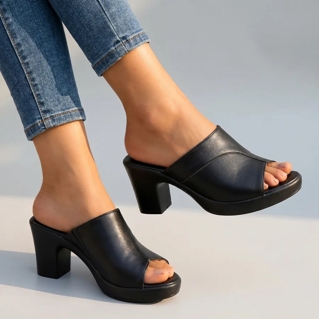 Tess Open Toe Slides  - By Qivii