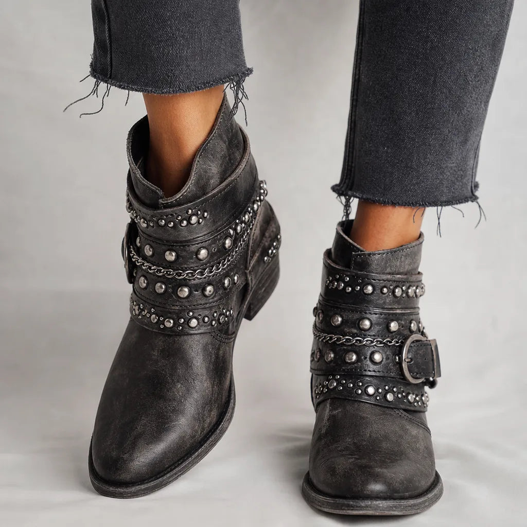 Thea | Women's Fall Western Ankle Boots  - By Qivii