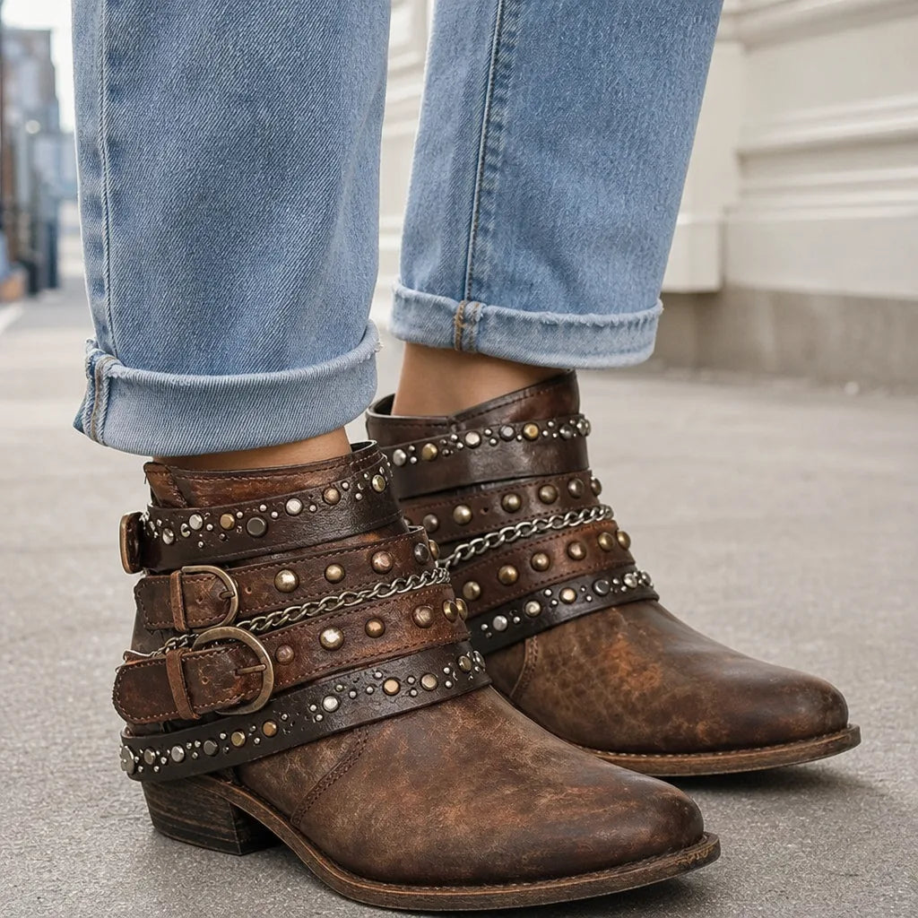 Thea | Women's Fall Western Ankle Boots  - By Qivii