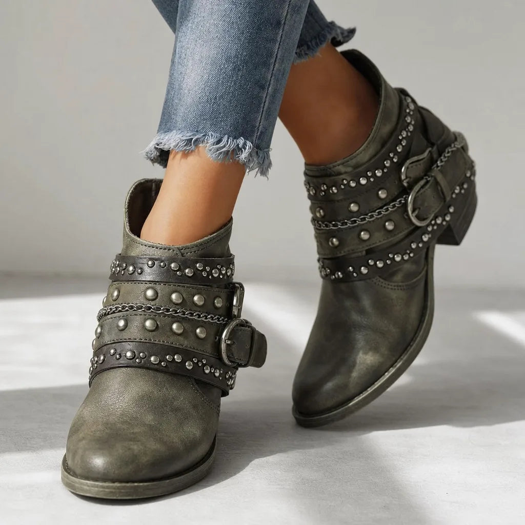 Thea | Women's Fall Western Ankle Boots  - By Qivii
