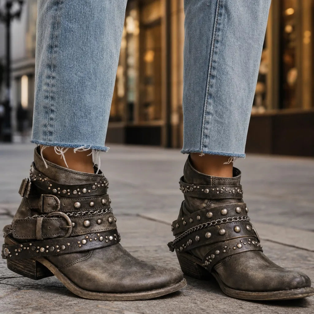 Thea | Women's Fall Western Ankle Boots  - By Qivii
