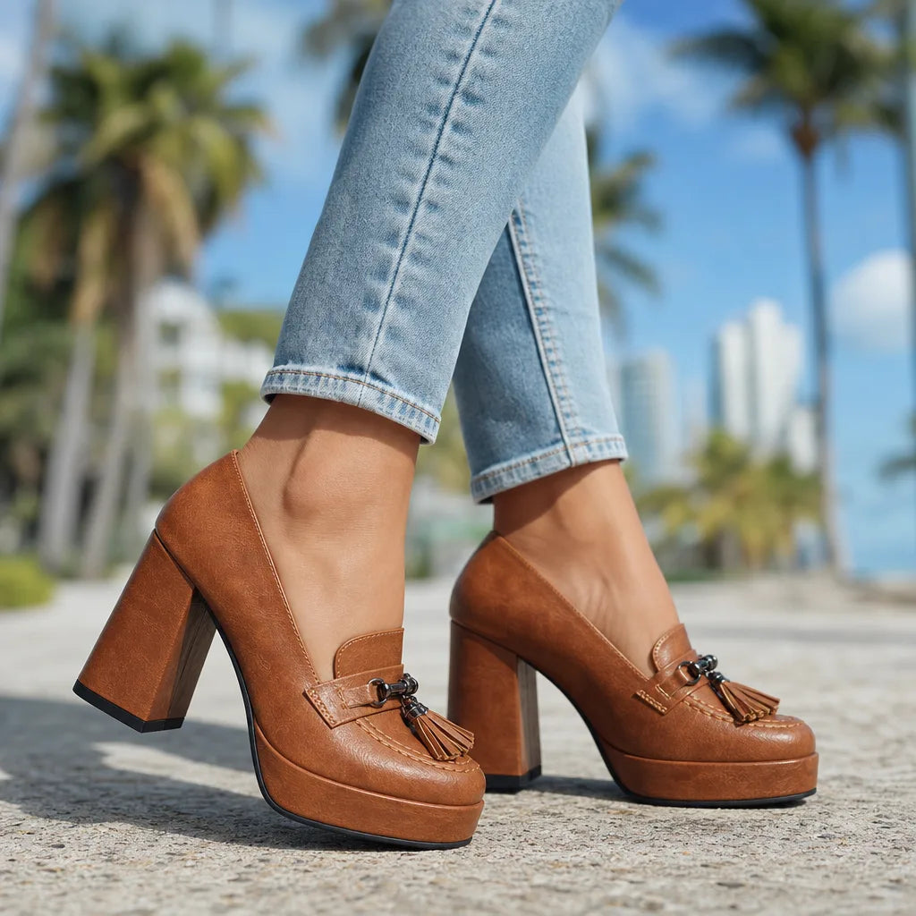 Thorne Tassel Platform Heels  - By Qivii