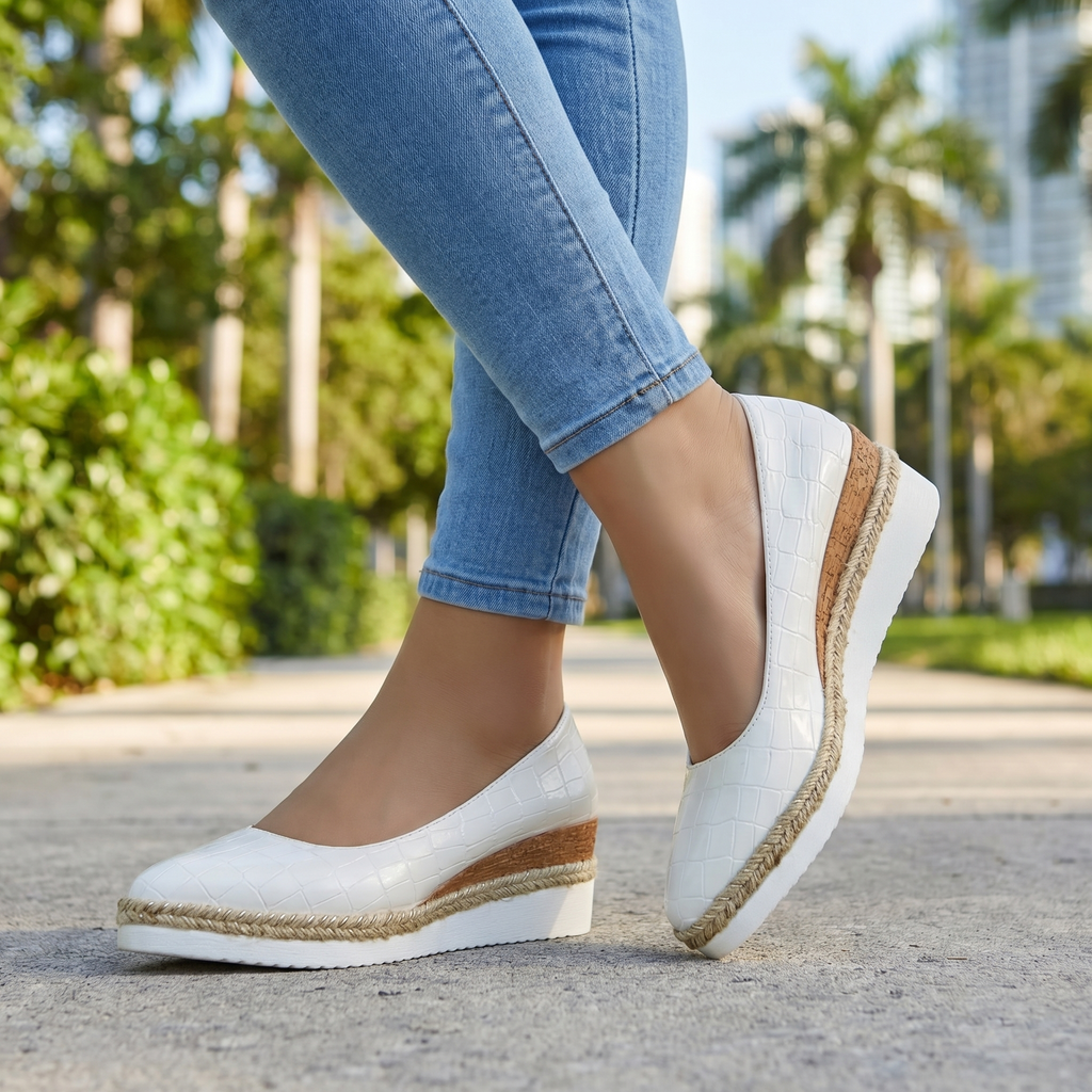 Aria Croc Espadrille Heels  - By Qivii