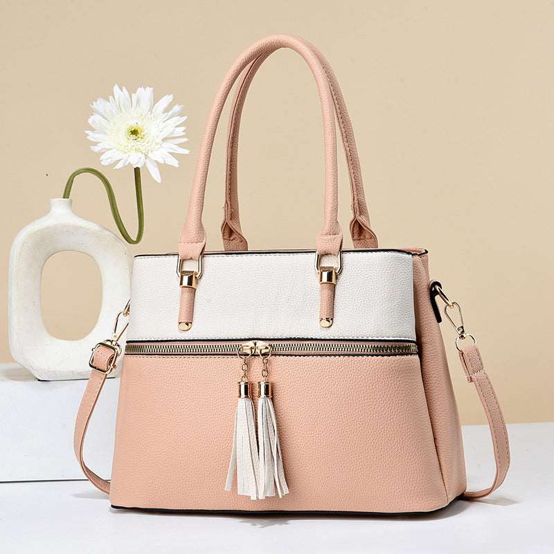 Women's Large Capacity Soft Leather Tassel Shoulder Bag  - By Qivii