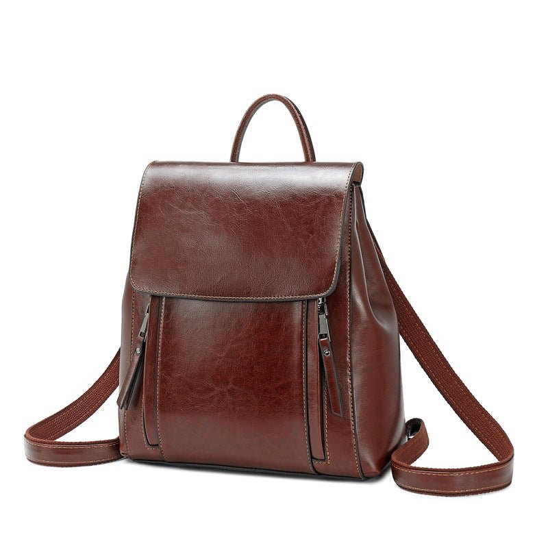 Women's Leather Cowhide Backpack  - By Qivii