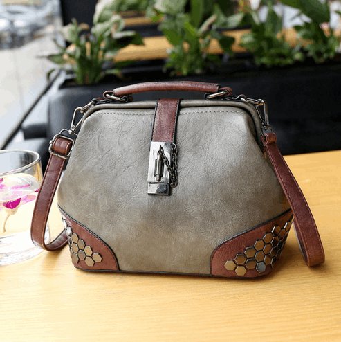 Women's Lock Chain Rivets Crossbody Shoulder Bag  - By Qivii