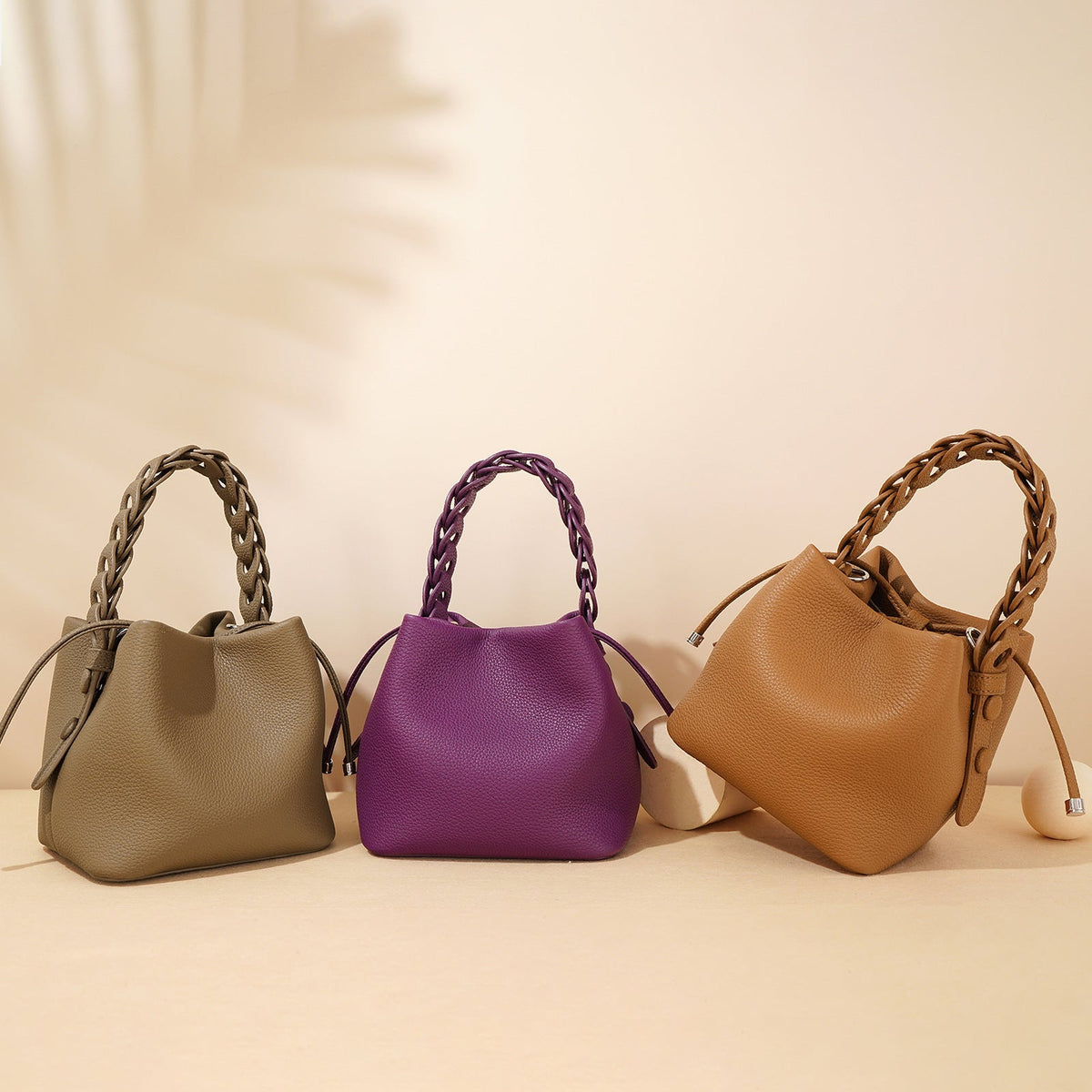 Women's Luxury Genuine Leather Bucket Bag Spring  - By Qivii