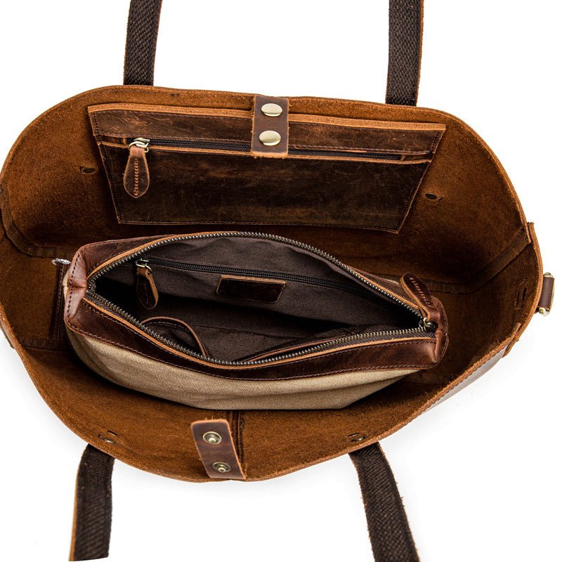 Women's Luxury Genuine Leather Shoulder Tote Bag  - By Qivii