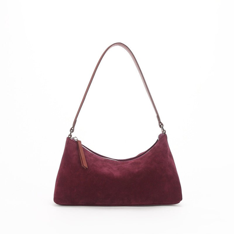 Women's Luxury Suede Underarm Leather Shoulder Handbag  - By Qivii