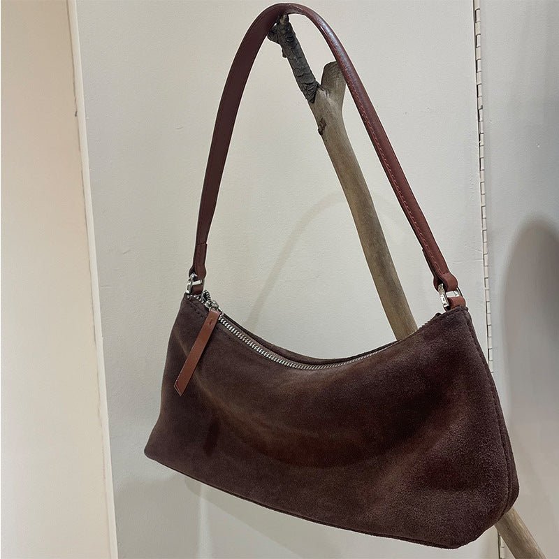 Women's Luxury Suede Underarm Leather Shoulder Handbag  - By Qivii