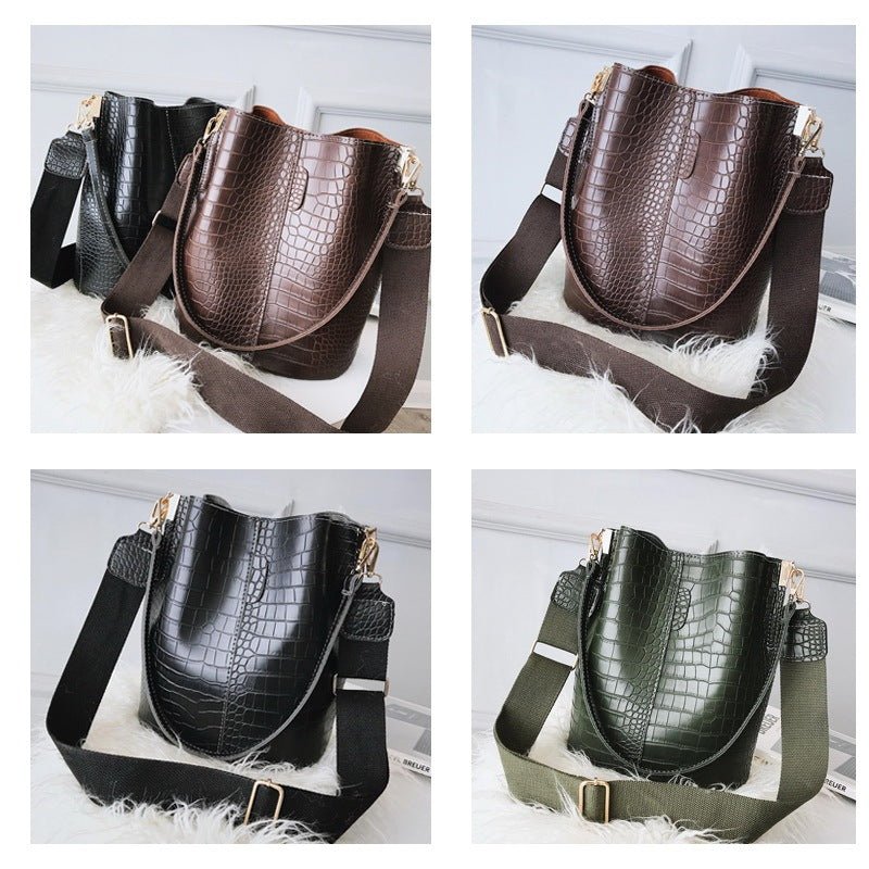 Women's Retro Reptile Bucket Bag  - By Qivii
