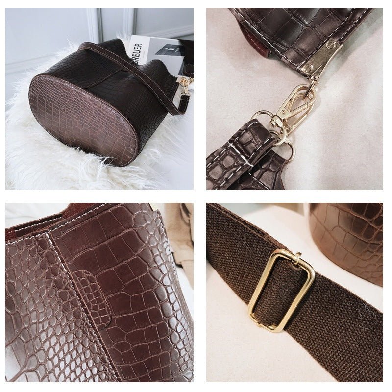 Women's Retro Reptile Bucket Bag  - By Qivii