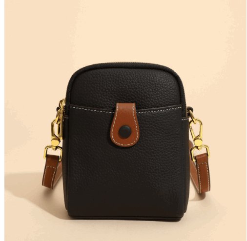 Women's Small Cowhide Leather Mobile Phone Crossbody Bag  - By Qivii