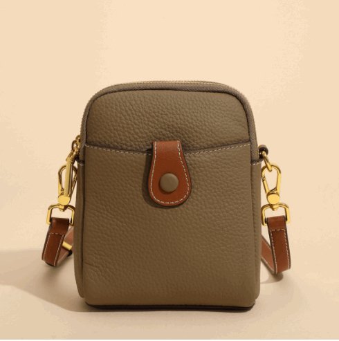 Women's Small Cowhide Leather Mobile Phone Crossbody Bag  - By Qivii